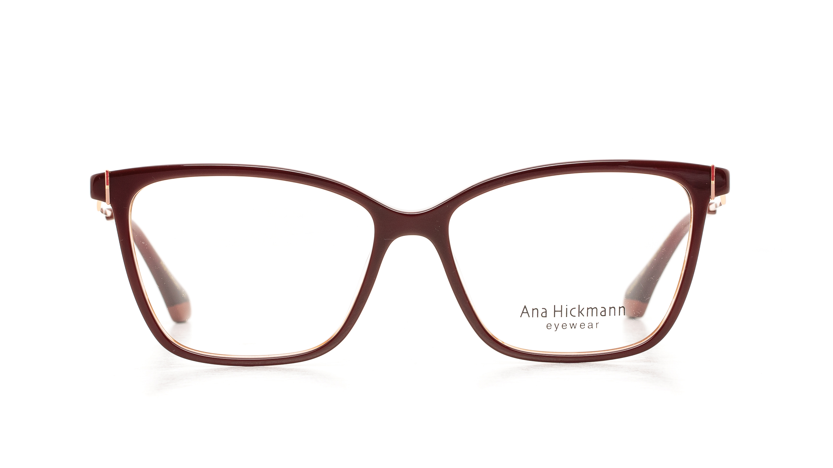 Ana Hickmann AH6437 optical frame in colour H01, front view on a white background