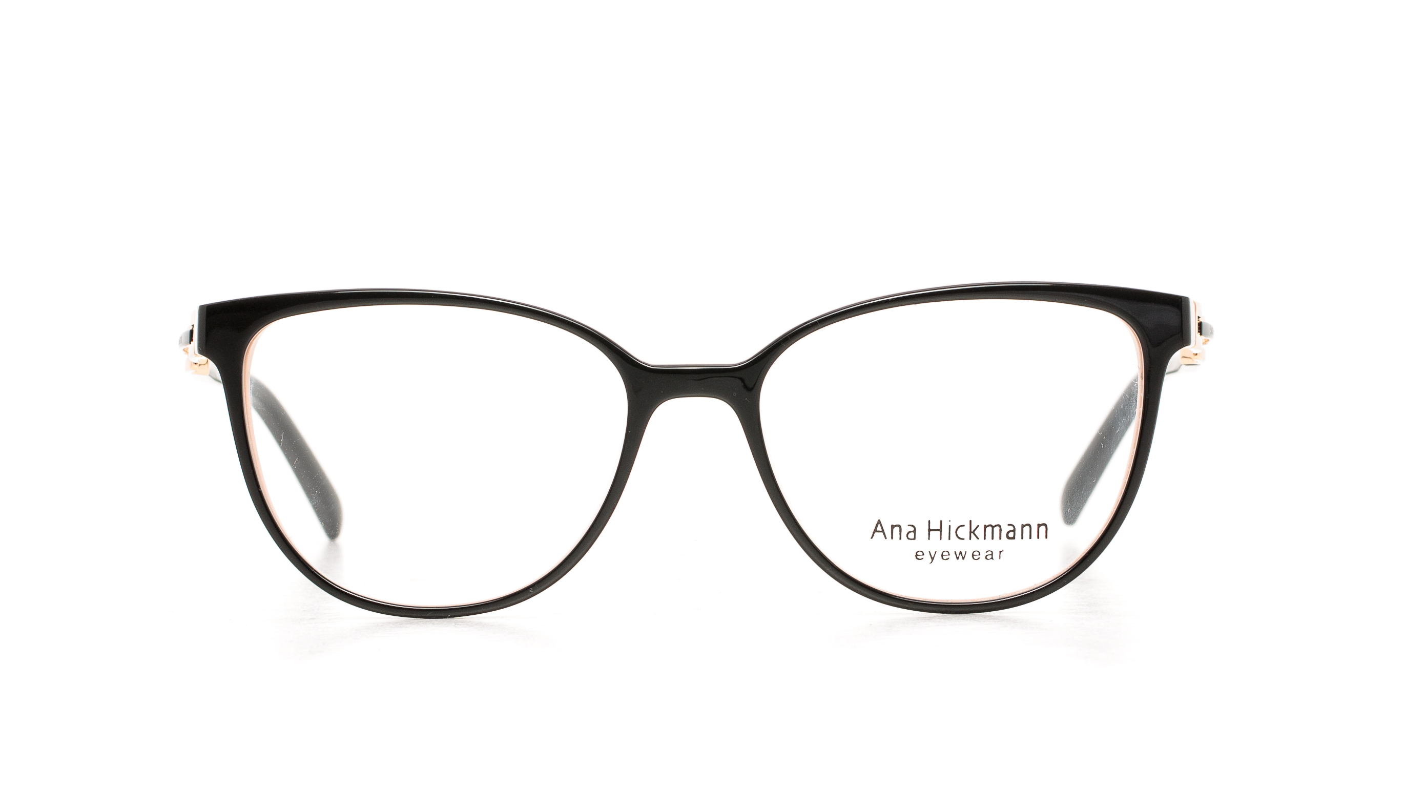 Ana Hickmann AH6441 optical frame in colour H01, front view on a white background