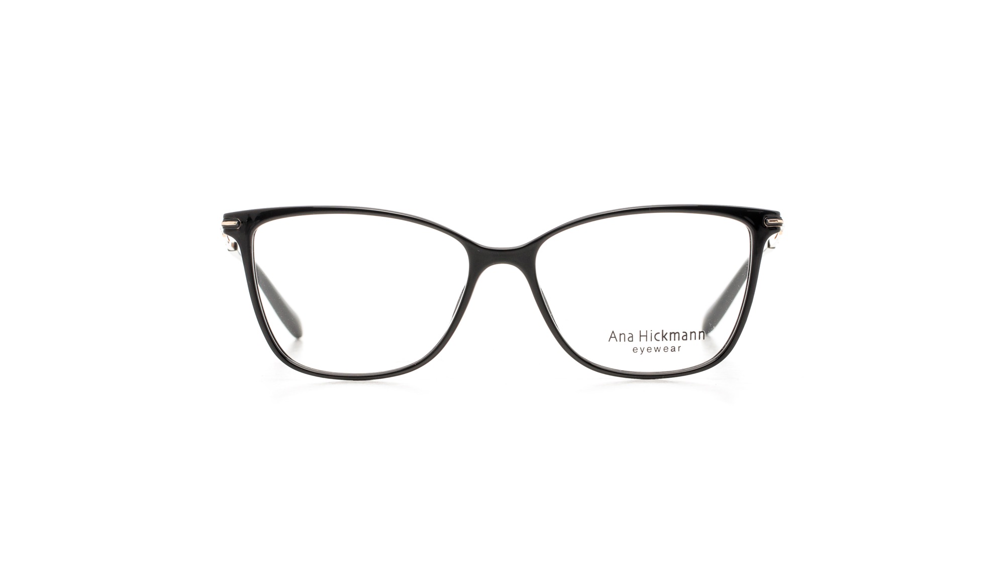 Ana Hickmann AH4002 optical frame in colour A01, front view on a white background