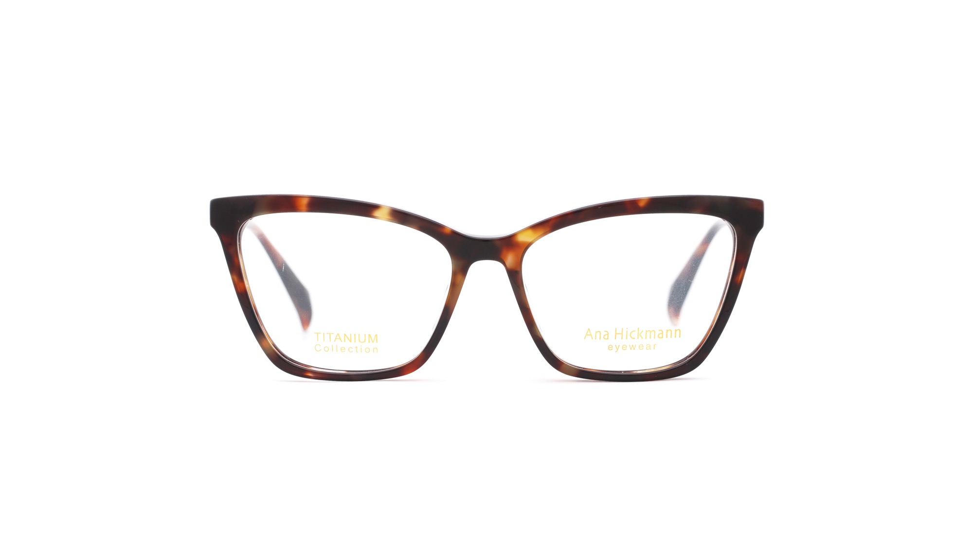 Ana Hickmann AH6527T optical frame in colour G21, front view on a white background